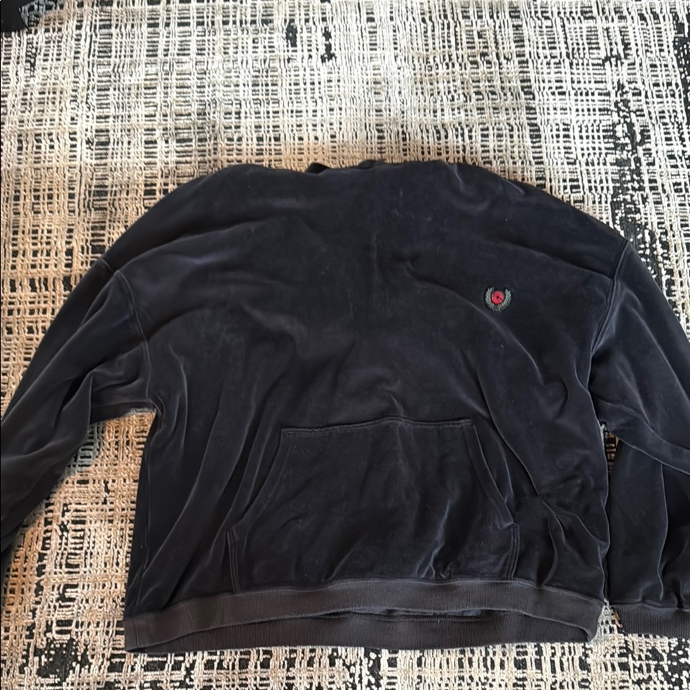 Yeezy Black Velour Sweatshirt with Embroidered Logo Season 5